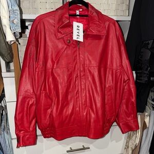 Red Faux Leather Jacket by Revel NWT